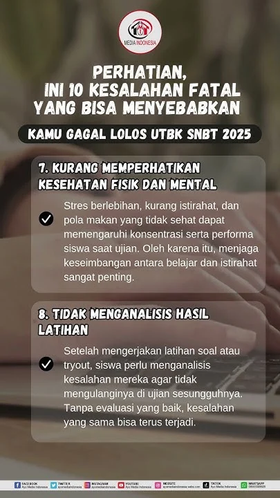 10 Kesalahan Fatal Sebelum UTBK SNBT yang Harus Dihindari, Bisa Gagalkan Lolos PTN