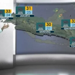 BMKG Prakiraan Hujan Ringan di Sebagian Besar Wilayah Indonesia pada Hari Senin
