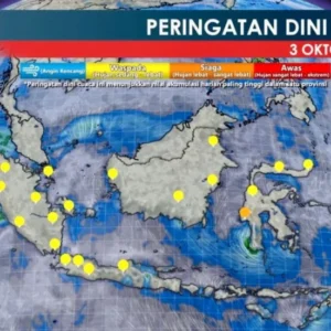 BMKG: Sejumlah Wilayah Indonesia Diguyur Hujan Lebat pada Jumat
