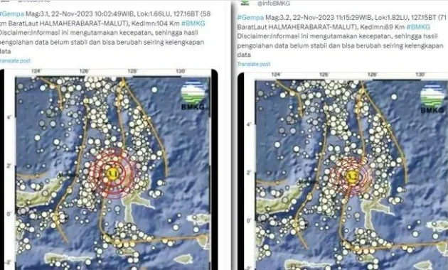 Gempa Susulan Guncang Maluku Utara, Dua Kali Getaran Kuat Terjadi dalam Hitungan Menit