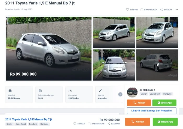 Harga Toyota Yaris Bakpao 2009-2010 Turun Drastis, Ini Daftar Lengkapnya!