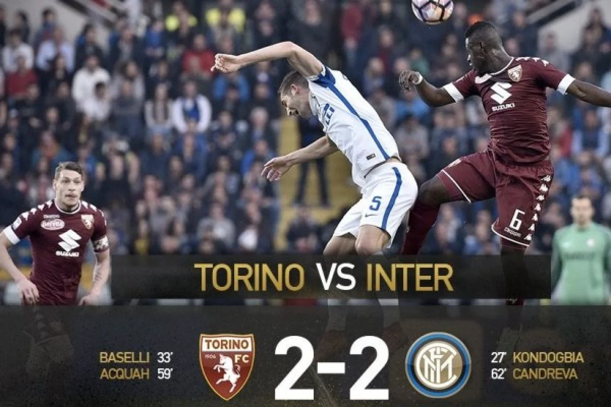 Inter siasiakan keunggulan saat dipaksa imbang 2-2 oleh Torino
