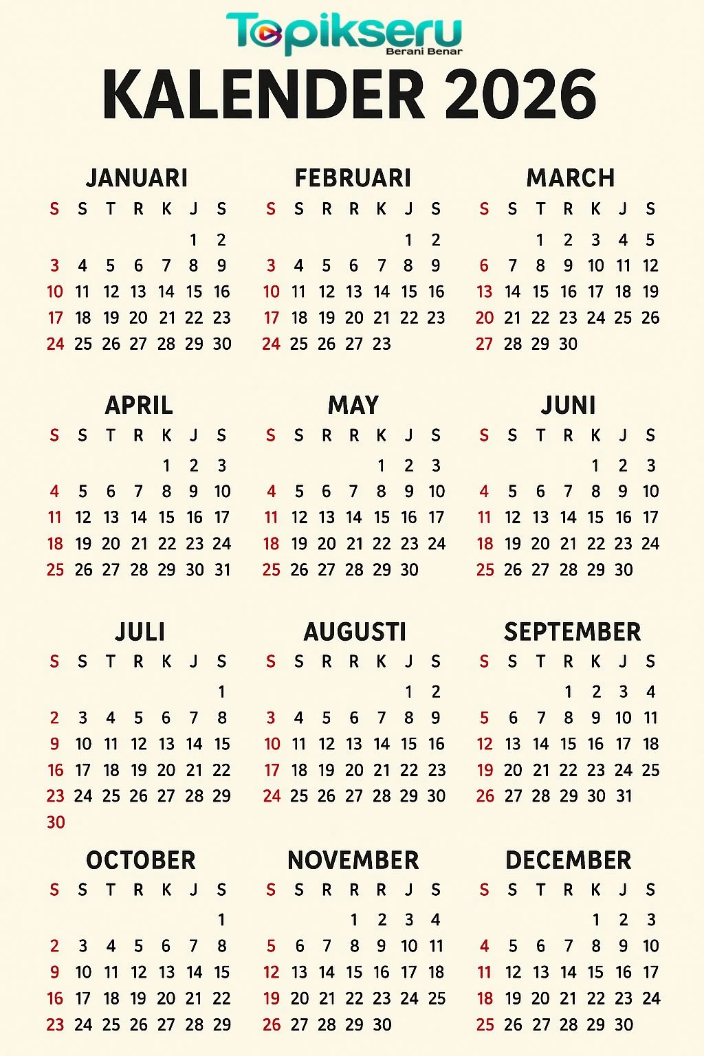 Kalender Libur Nasional 2026: Semua Tanggal Merah, Cuti Bersama, dan 3 Long Weekend di Bulan Mei