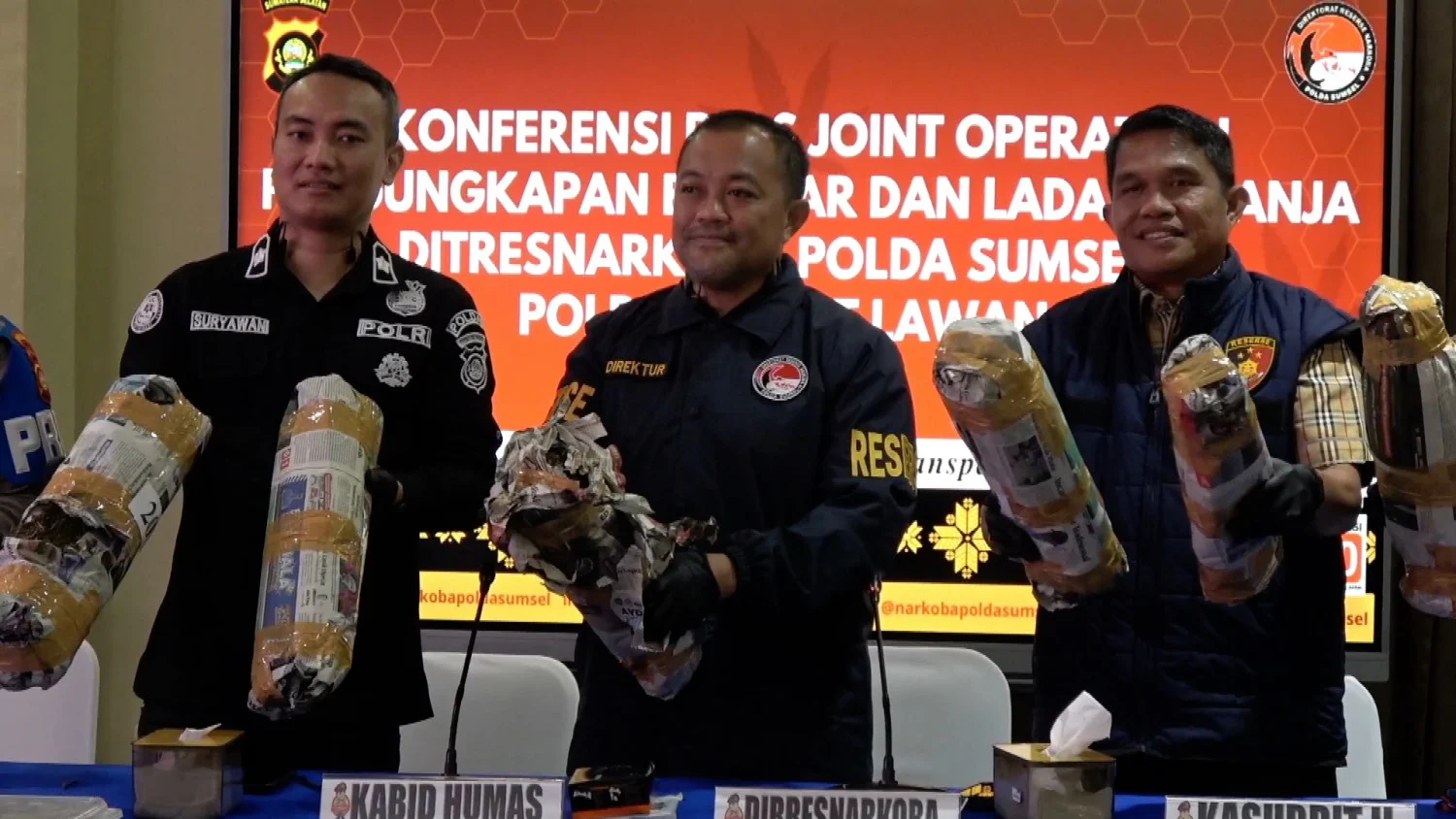 Polda Sumsel Tangkap Bandar Pengelola 220 Kg Ganja di Empat Lawang