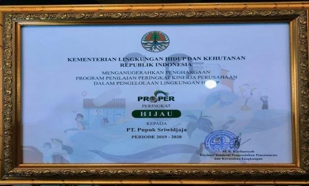 PT Pusri Raih Sertifikat Proper Hijau, Tandai Komitmen Lingkungan Berkelanjutan PT Pusri Raih Sertifikat Proper Hijau, Tandai Komitmen Lingkungan Berkelanjutan