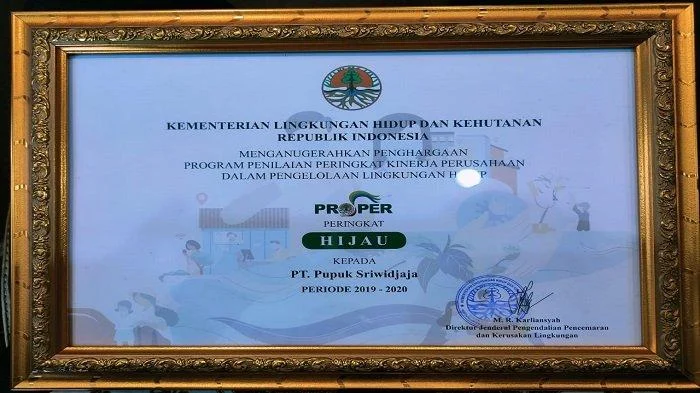 PT Pusri Raih Sertifikat Proper Hijau, Tandai Komitmen Lingkungan Berkelanjutan