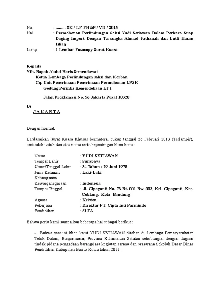 TNI Surat ke LPSK Minta Periksa Andrie Yunus Sebagai Saksi