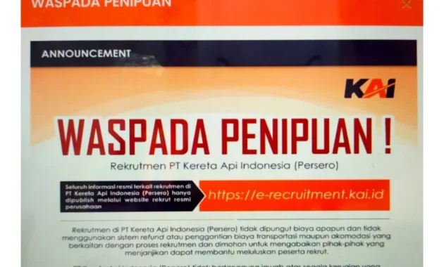 Waspadai Penipuan Rekrutmen Palsu KAI lewat Media Sosial Waspadai Penipuan Rekrutmen Palsu KAI lewat Media Sosial