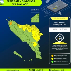 BMKG Peringatkan Aceh Berpotensi Hujan Lebat dan Angin Kencang