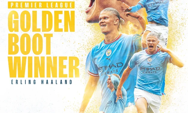 Erling Haaland Cetak Sejarah, Raih Sepatu Emas Liga Inggris untuk Ketiga Kalinya Erling Haaland Cetak Sejarah, Raih Sepatu Emas Liga Inggris untuk Ketiga Kalinya
