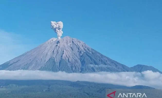 Gunung Semeru Erupsi Lima Kali, Tinggi Letusan Capai 1,2 Kilometer