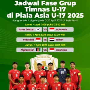 Jadwal Timnas Indonesia di Fase Grup Piala Asia U-17 2026