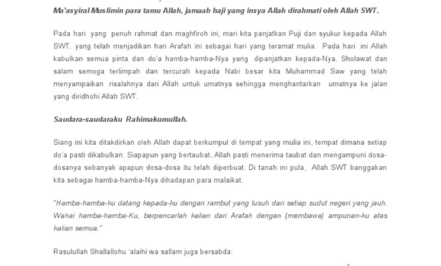 Khutbah Wukuf Arafah, Menhaj Gus Irfan Gaungkan Tri Sukses Haji