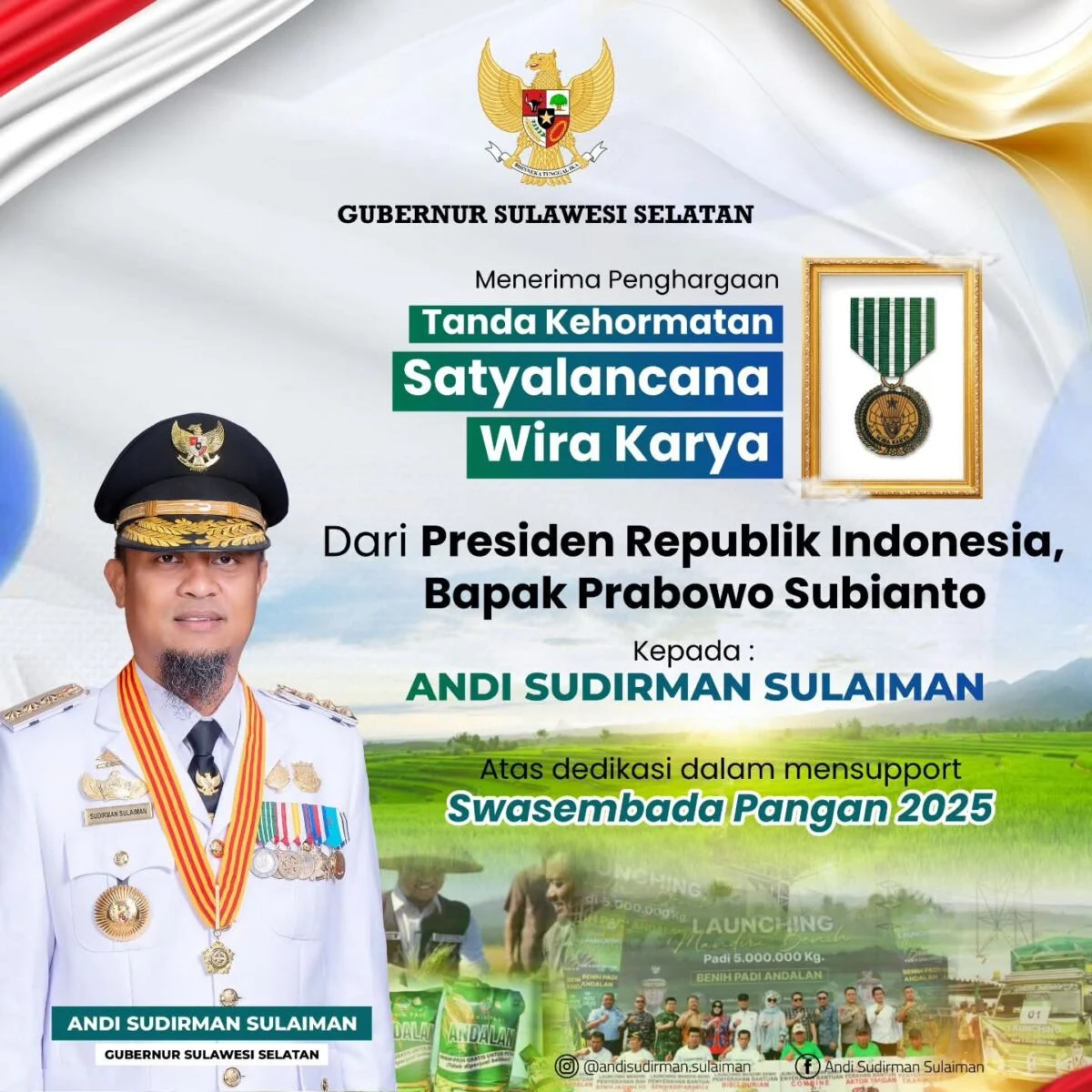 Prabowo Subianto Ucapkan Terima Kasih atas Dukungan Wujudkan Swasembada Pangan
