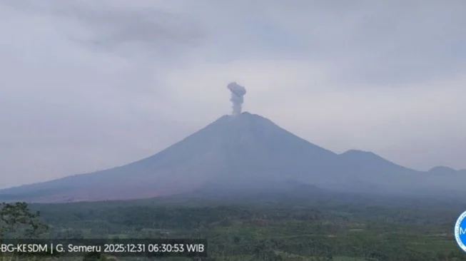 Semeru Erupsi Empat Kali dalam Satu Jam, Kolom Letusan Mencapai 1 km – Warga Dilarang Dekat Kawah