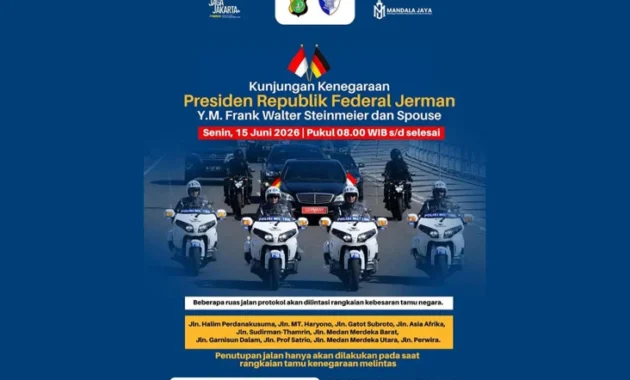 10 Ruas Jalan di Jakarta Ditutup saat Presiden Jerman Melintas Besok Pagi 10 Ruas Jalan di Jakarta Ditutup saat Presiden Jerman Melintas Besok Pagi