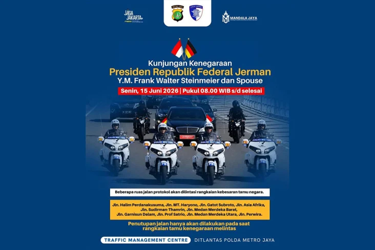 10 Ruas Jalan di Jakarta Ditutup saat Presiden Jerman Melintas Besok Pagi
