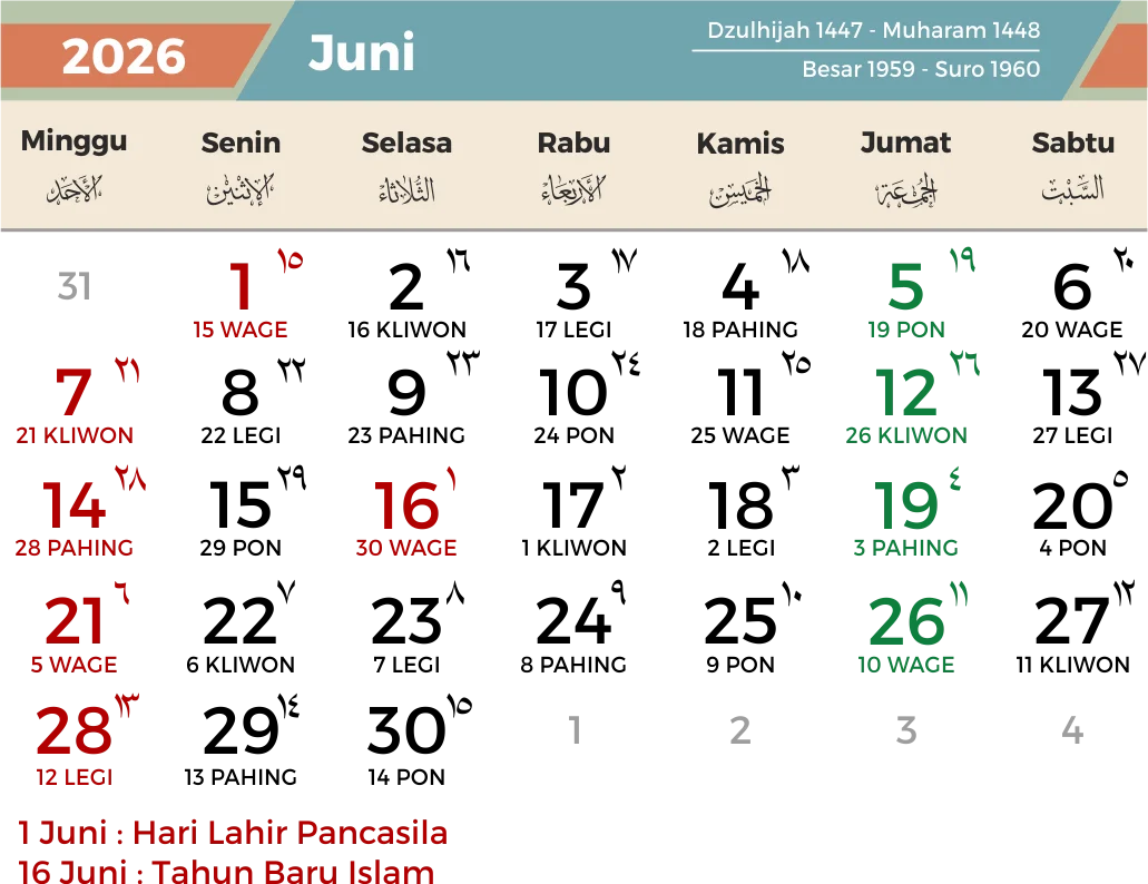 Apakah Hari Ini Tanggal Merah? Simak Jadwal Libur Nasional dan Potensi Long Weekend Juni 2026
