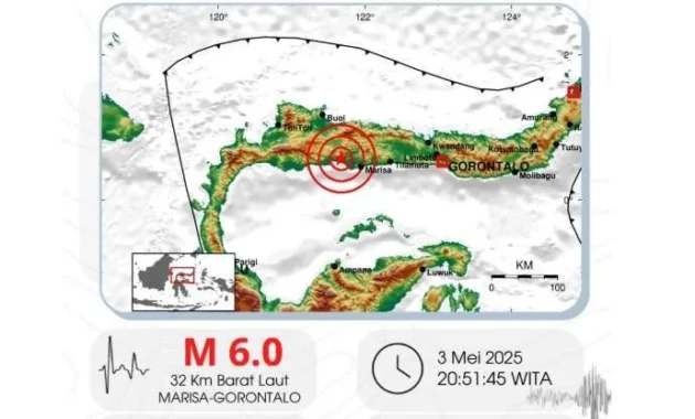 Gempa 6,0 Magnitudo Guncang Laut Sulawesi, Peringatan Tsunami Dinyalakan di Gorontalo