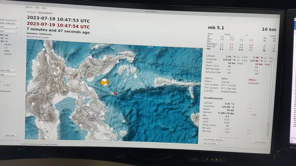 Gempa Magnitudo 5,1 Guncang Sulawesi Tengah, Tidak Berpotensi Tsunami