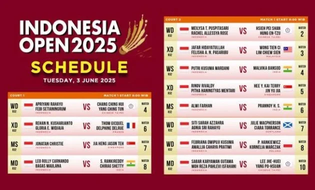 Jadwal Indonesia Open Hari Ini: Indonesia Kejar Tiga Tiket Final di Istora