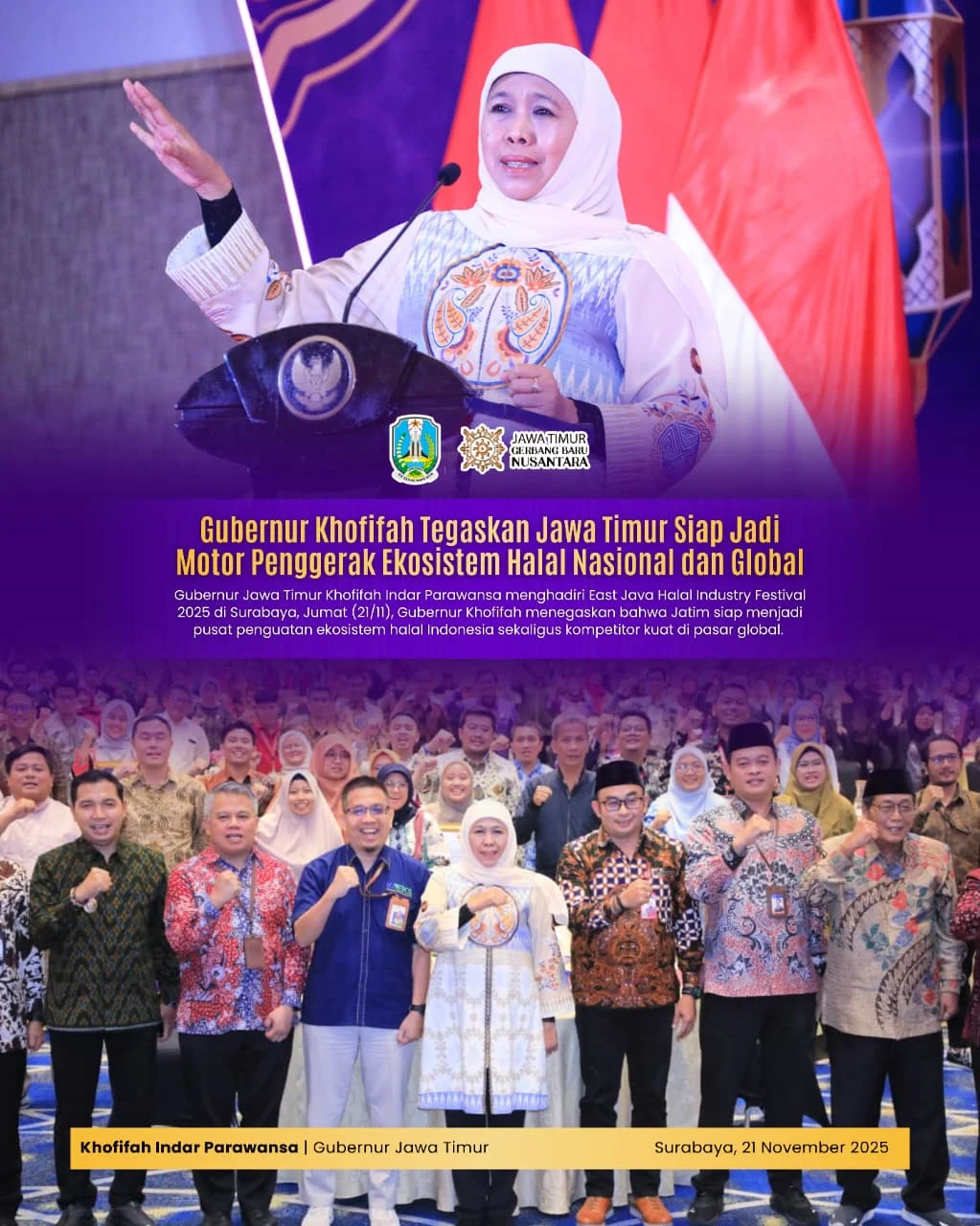 Khofifah Tegaskan Jawa Timur Jadi Pemain Utama Rantai Halal Nasional