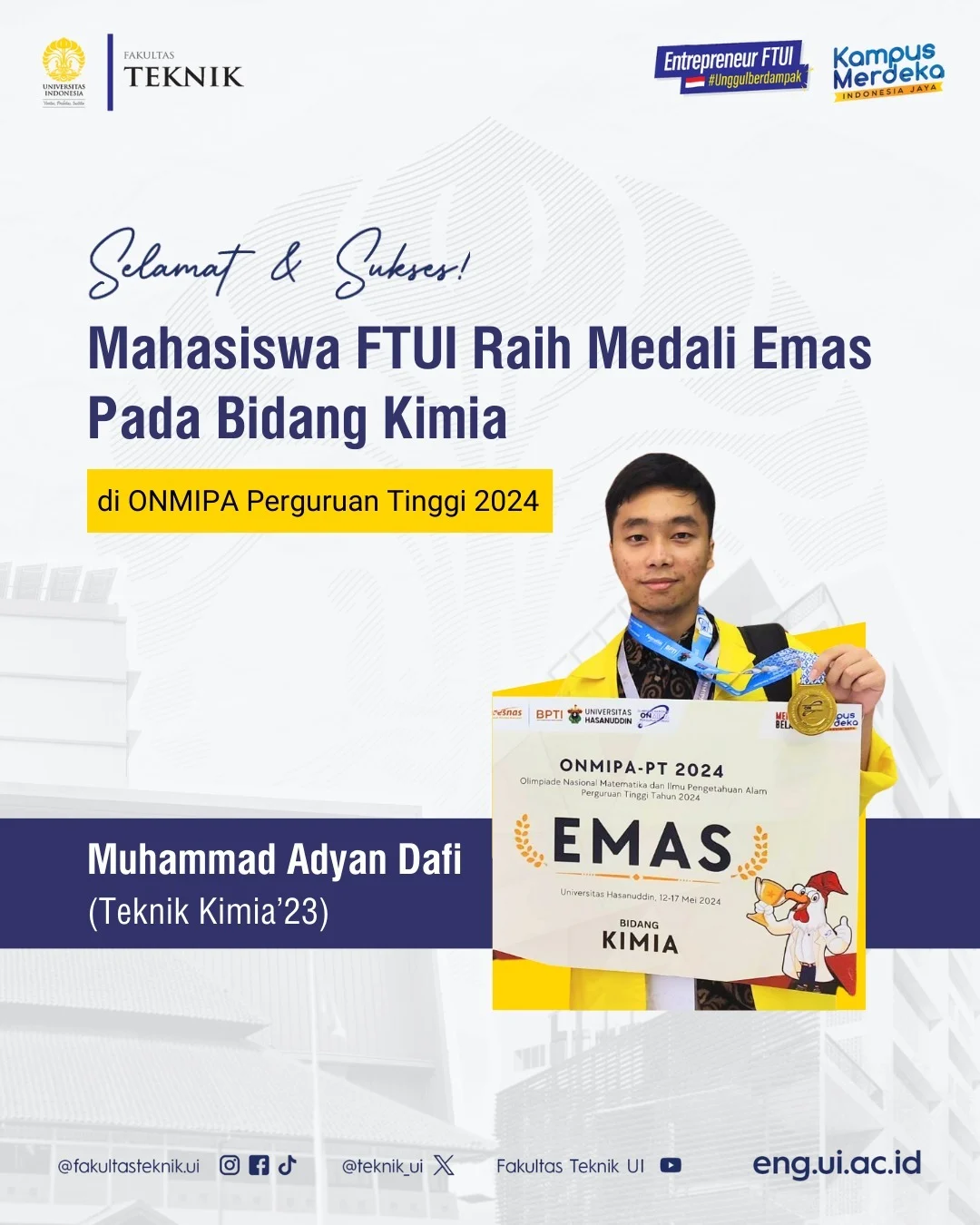 Mahasiswa Kedokteran Unair Raih Medali Emas ONMIPA-PT 2026 Bidang Biologi