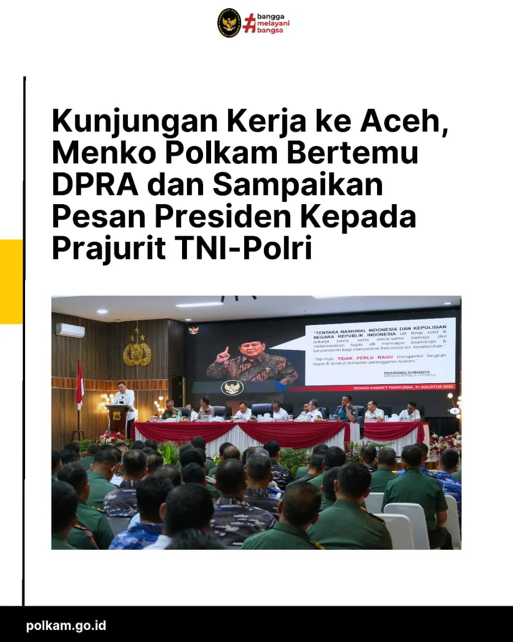 Pesan Keras Menko Polkam: Tidak Ada Istilah Teman Dekat Presiden bagi Pelaku Korupsi