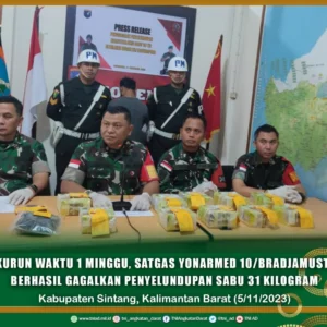 Satgas Yonarhanud 1 Kostrad Gagalkan Penyelundupan Sabu 21 Kg di Perbatasan RI-Malaysia