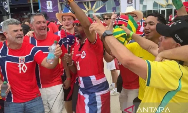 Pendukung Brasil-Norwegia Tunjukkan Kekompakan di New Jersey